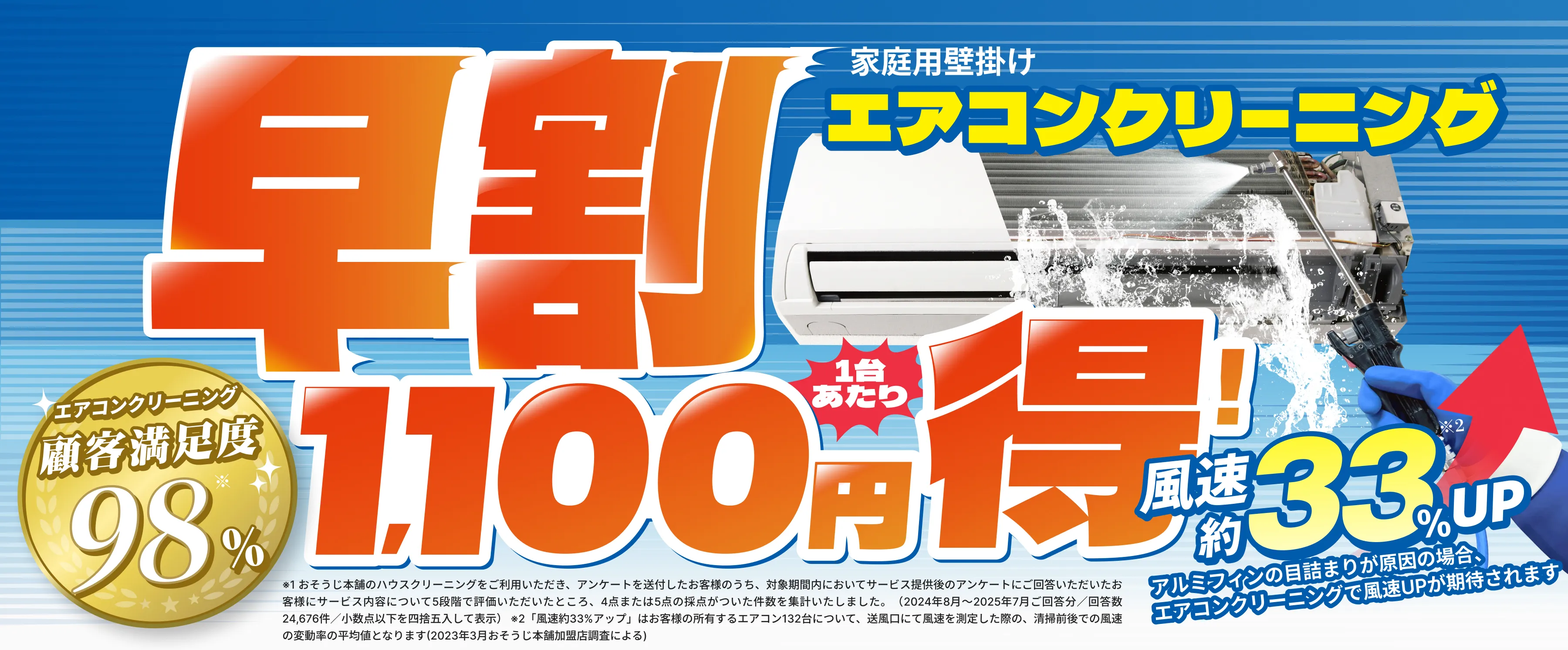 エアコン早割1台あたり1,100円得