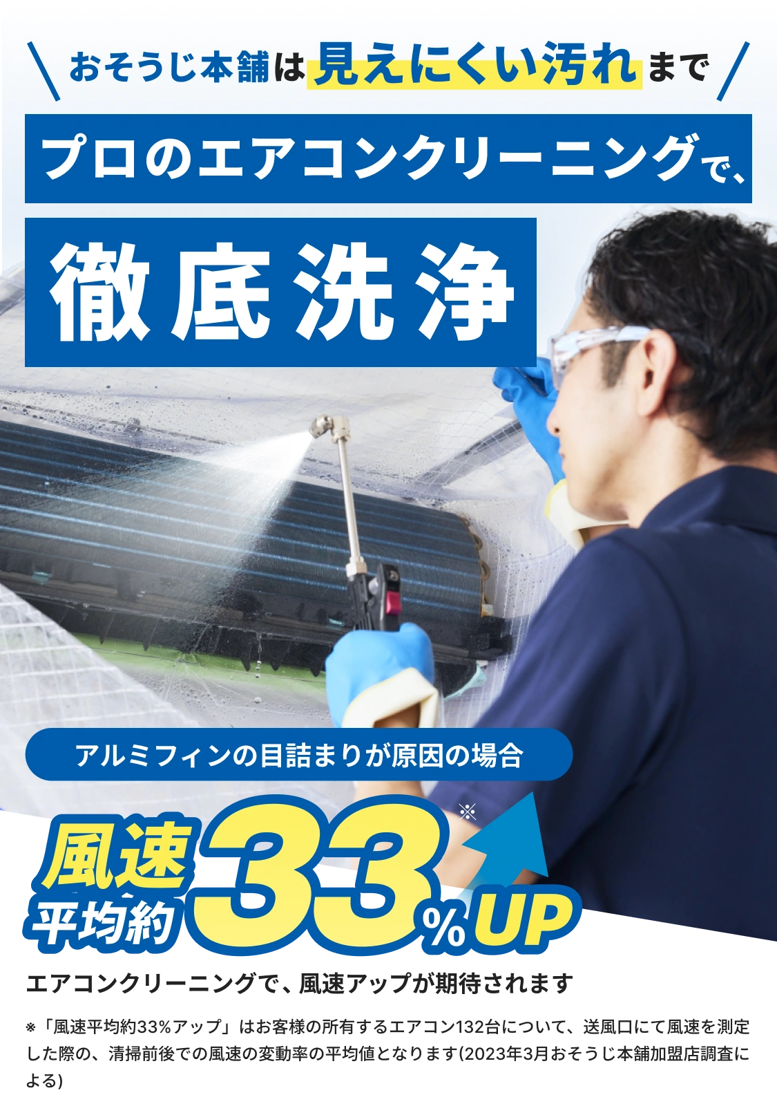 おそうじ本舗は見えない汚れまで、プロのエアコンクリーニングで、徹底洗浄