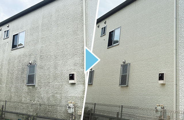 コケが広がっていた外壁が、すっきりと明るく爽やかに