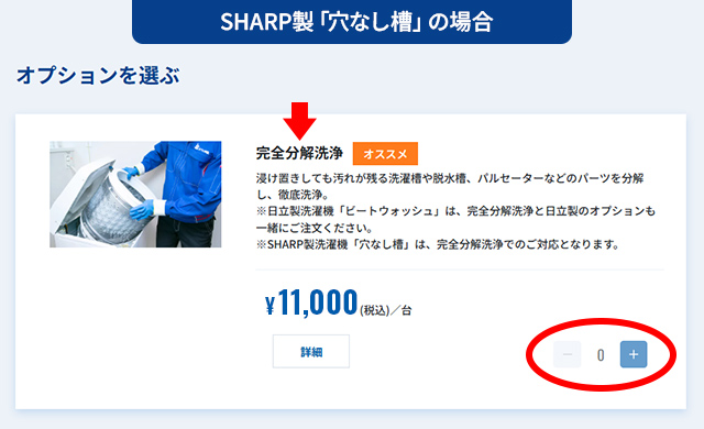 SHARP製「穴なし槽」の場合